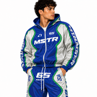 Ensemble de survêtement personnalisé en nylon pour homme, coupe-vent color block, ensemble jogging, marque privée, deux pièces, vestes et pantalons imperméables et coupe-vent