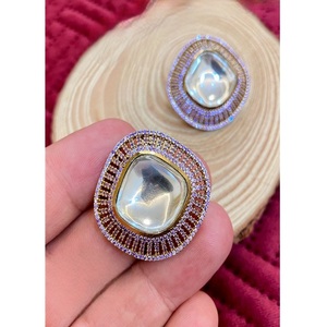 <b>Beautiful</b> Premium Quality Brass Silver Plated Zircon Charm <b>Earrings</b> Stylish Trendy Look for Women And Girls Wedding Collection - Product Image 1
