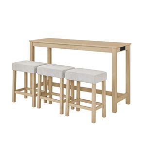 Set Tavolo da Bar da 59 Pollici con Presa di Corrente e Sgabelli Imbottiti - Product Image 4