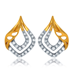 14K Yellow Gold Open Teardrop Diamond Stud Earrings Lab Grown Diamond Designer Fine Jewelry for Women - Product Image 1