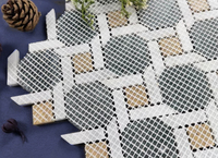 Hexagone naturel noir et blanc marbre pierre mosaïque cuisine sol et dosseret carreaux muraux