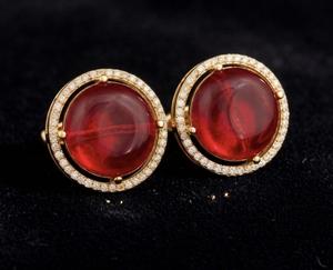 Boutons de manchette en verre avec pierres précieuses Rafay, laiton doré, bijoux de luxe pour homme, cadeau de mariage ou d'anniversaire - Product Image 3