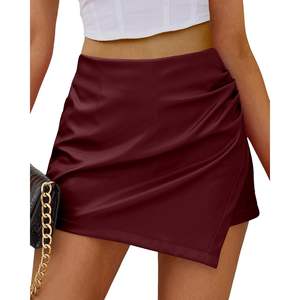 2025 femmes taille haute Faux cuir Shorts taille élastique froncé jupes portefeuille motif chaud jupes - Product Image 4