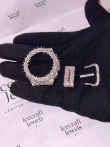Boîtier de montre personnalisé entièrement serti de diamants Moissanite, lunette entièrement pavée, kit de modification de montre Hip Hop en acier inoxydable de qualité supérieure, nouvelle mode - Product Image 1