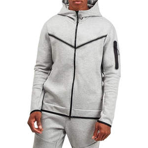 Servicios OEM al por mayor: Chándal de hombre personalizado con logo impreso, para otoño/invierno, informal, con capucha, forro polar ligero y cremallera. - Product Image 2