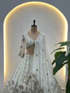 Tela Chinon de Alta Calidad, Estilo Tradicional Indio-Pakistaní, Resistente a las Arrugas, Protección Solar, Color Blanco para Bodas - Product Image 5