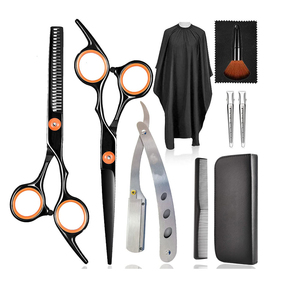 Kit de ciseaux de coiffure professionnels en acier inoxydable à haute teneur en carbone, pour droitiers, 28 dents, manche moyen, légers - Product Image 1