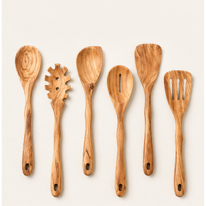 Elegante Juego de Utensilios de Cocina de Madera de Diseño, Cucharas de Cocina de Madera Natural Ecológicas, Espátula, Servidor de Pasta con Logotipo Personalizado - Product Image 5