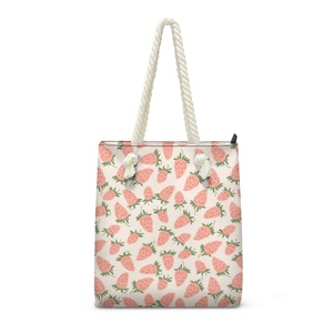 Cute Strawberry Pattern Handbag for Women Print on Demand Dropship Rope <b>Shoulder</b> Bag Versatile Stylish Beach Tote Bag for Girl - Product Image 4
