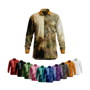 Chemises personnalisées en gros à manches longues imprimées avec un design abstrait, style décontracté, confortables, pour le streetwear - Product Image 1