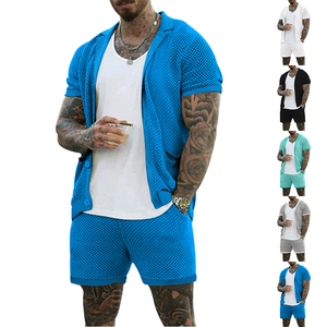 Conjunto de 2 Piezas de Verano 2026, Pantalones Cortos y Camiseta de Manga Corta con Logotipo Personalizado para Hombre, con Tela Perforada, Estilo Casual - Product Image 5