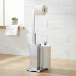 Moderno Soporte Redondo de Metal para Papel Higiénico, con Base de Acero, para Baño, sin Necesidad de Perforación - Product Image 5
