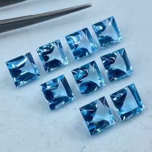 Topacio Azul Cielo Cuadrado Pulido, Gema Suelta, Tamaños Surtidos de 6mm a 10mm, Lote Calibrado para Fabricación de Joyería - Product Image 3