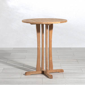 Table de bar ronde moderne en teck, conçue pour les repas en plein air, les divertissements sur la terrasse et les projets commerciaux - Product Image 1