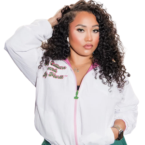 AKA Reversible Pink White Windbreaker <b>Women</b> <b>Lightweight</b> <b>Jacket</b> Dual Color Sorority Apparel Casual Premium Outerwear - Product Image 4