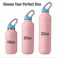 Bouteille d'eau élégante en acier inoxydable de 18 oz, 25 oz, 32 oz, à ouverture moyenne, à double paroi, isolée sous vide, anti-fuite, réutilisable, gourde de sport