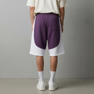 Shorts de basketball vintage personnalisés pour femmes en molleton bouclette 100% coton, bicolores, respirants, séchage rapide, taille haute élastique, 300g - Product Image 5