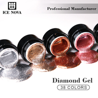 ICE NOVA Gel Diamant de Qualité Supérieure 15g Gel Réfléchissant OEM Logo Personnalisé Vernis Gel UV 3 Étapes Gel Pailleté Diamant Disco pour Ongles
