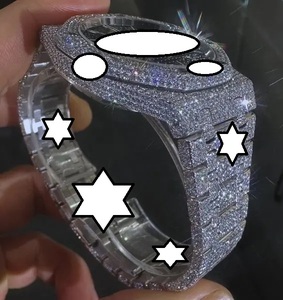 Montre de luxe à mouvement automatique en acier inoxydable avec cadran en cristal, personnalisable, unisexe, style hip-hop glacé, avec moissanite, édition limitée - Product Image 3