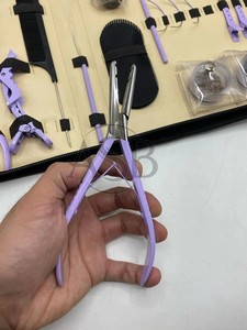 Pinzas para Extensiones de Cabello, Color Morado, Acero Inoxidable de Primera Calidad, Juego de Herramientas para Extensiones de Cabello con Trama y Microperlas, Logotipo Personalizado - Product Image 5