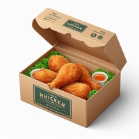 Boîte d'emballage pliable en papier kraft recyclé de qualité alimentaire, conçue sur mesure, avec gaufrage pour les ailes de poulet frites, les frites, les sushis
