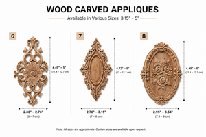 Customized Solid Wood Classic Floral Carving Applique Hand-Carved Onlays Sculpture Furniture <b>Cabinet</b> Decoration Kitchen <b>Cabinets</b> - Product Image 3