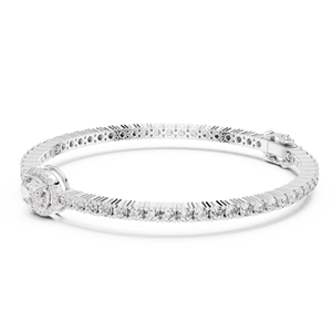 Pulsera de tenis con diamantes redondos cultivados en laboratorio, con doble cierre de seguridad, engastada en oro blanco macizo de 18 quilates, ideal para regalo, fiestas y uso diario. - Product Image 1