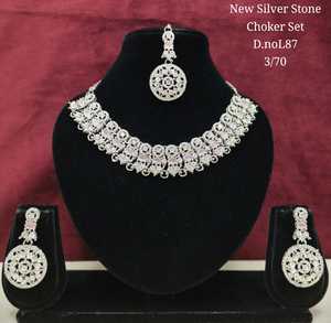 High Quality Latest Designed Fancy Collection Geometric silver Plated Pearl Kundan Necklace Earring Ring <b>Set</b> Women's Jewelry - Product Image 6