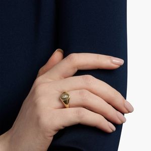 14K Yellow Gold Marquise Cut Lab Grown Diamond <b>Signet</b> <b>Ring</b> - Product Image 4