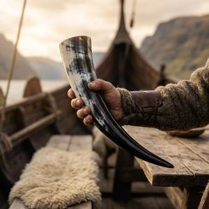Mug à boire en corne de style nordique Viking, fait main, en corne naturelle, tasse à bière, chopes à bière médiévales, récipient traditionnel scandinave pour les fêtes - Product Image 5