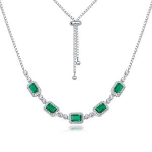 Collar de Diamantes con Corte Esmeralda en Oro Blanco, Joyería de Diamantes para Novia, Regalo para Ella - Product Image 3