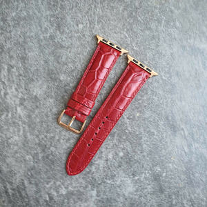 Bracelet en cuir de crocodile fait main pour Apple Watch, bracelet personnalisable à vendre, bracelets de montre en cuir de luxe - Product Image 3
