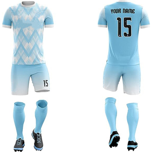 Camiseta de Fútbol Personalizada con Envío Directo, Conjunto de Uniforme de Fútbol de Secado Rápido, Jersey de Fútbol Azul y Amarillo Sublimado - Product Image 2
