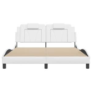 Cadre de lit rembourré Viana blanc 59,8''x79,9'' avec éclairage LED, matelas non inclus - Product Image 6