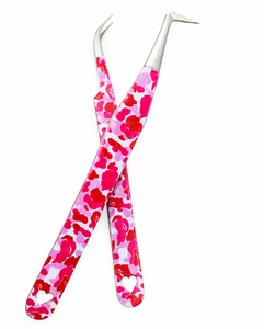 Professional Durable Reusable <b>Pink</b> Camo Eyelash Extension Tweezers <b>Set</b> Stainless Steel Precision Lash Isolation Beauty <b>Tool</b> Kit - Product Image 1