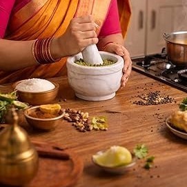 Marble Mortar and Pestle Set for Kitchen <b>Herbs</b> Spices Garlic Masala <b>Grinder</b> Handcrafted Stone Crusher - Product Image 3