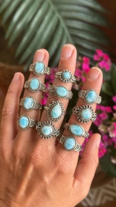 Larimar <b>Silver</b> Ring 925 Sterling <b>Silver</b> Ring <b>Solid</b> 925 Sterling <b>Silver</b> - Product Image 5