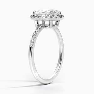 Bague de fiançailles Cambria Hiddan Halo en perle d'eau douce et moissanite, taille ovale, argent 925 plaqué or 14K, sertissage clos, GRA - Product Image 6