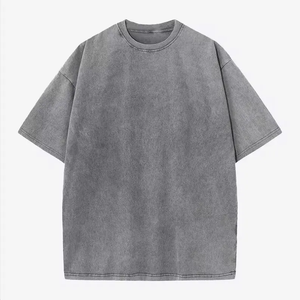 T-shirt Homme Oversize Délavé à l'Acide 100% Coton Vintage Lavé Grammage Lourd Col Rond Vierge Streetwear Personnalisable avec Logo - Product Image 1