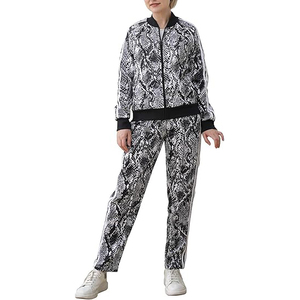 ชุดวอร์มคอปกสำหรับผู้หญิง ผ้าโพลีเอสเตอร์ผสมคอตตอน แบบสองในหนึ่ง คอเสื้อถอดได้ แจ็คเก็ตคอตั้งพร้อมฮู้ด ชุดเสื้อและกางเกง - Product Image 1