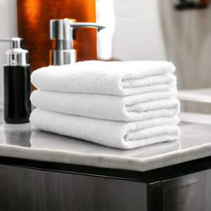 Serviette de bain professionnelle en coton éponge, tissu de qualité supérieure, couleur blanche - Product Image 4