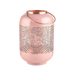 Belle grande lanterne ronde en fer avec poignée faite à la main en Inde rose foncé décor à la maison pour les entrées de porte utilisation de table bougeoir - Product Image 1
