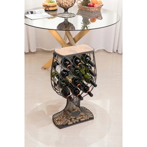 Présentoir à vin rustique en fil de fer en forme de verre à vin avec bac de récupération de bouchons intégré – Étagère de présentation de gobelets à vin surdimensionnée et originale - Product Image 6