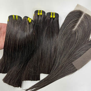 Conjunto de paquete y cierre de cabello humano crudo pimienta color sal hueso textura recta cabello humano calidad de lujo Super doble dibujado - Product Image 1