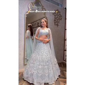 LEHENGA CHOLI DE GEORGETTE CON TRABAJO DE SEQUENCES EN TENDENCIA CON DUPATTA BLANCO PARA FIESTAS Y TEMPORADA DE BODAS - Product Image 1