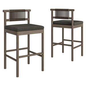 Tabouret de bar style scandinave, design moderne, en teck, chaise haute Bali Villa, avec corde tressée, pour intérieur et extérieur - Jamila - Product Image 5