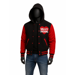 Chaqueta Varsity Cristiana para Hombre, Diseño Nuevo, con Capucha, Azul y Blanca, Chaqueta Letterman con Bordado de JESÚS, Cierre de un Botón, Impermeable - Product Image 3