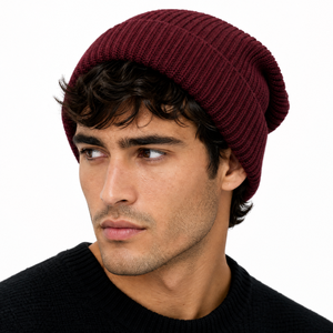 Gorro de Punto Personalizado, Color Borgoña Sólido, Unisex, para Invierno, Gorro Cálido - Product Image 3