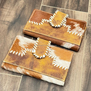 Cartera plegable de piel de vaca de diseño personalizado a la moda para mujer, cartera de mano de gran capacidad de cuero genuino - Product Image 4