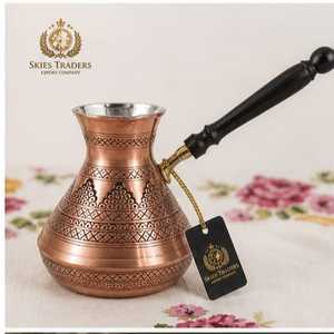 Handmade Copper Turkish <b>Coffee</b> <b>Pot</b> Cezve Ibrik with Mother of Pearl Inlaid Wooden Handle <b>Stovetop</b> Arabic <b>Coffee</b> Maker - Product Image 2